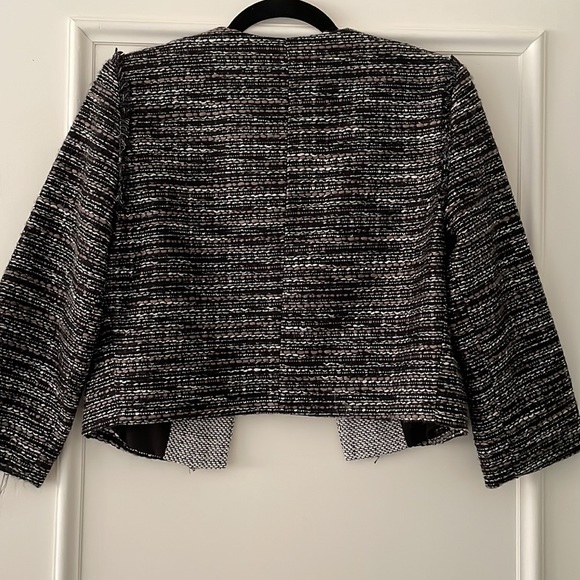 Karl Lagerfeld black & white textured cropped blazer size small cotton blend - Picture 4 of 5